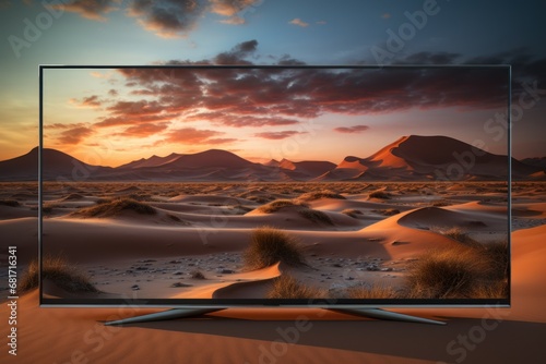Sand Dunes on Display: TV Screen Featuring a Mesmerizing Desert View photo
