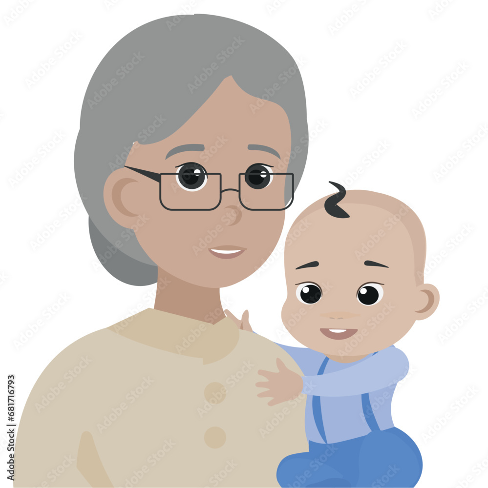 Grandmother with grandson. vector illustration. Flat design. Grandmother with grandson. vector illustration. Flat design.