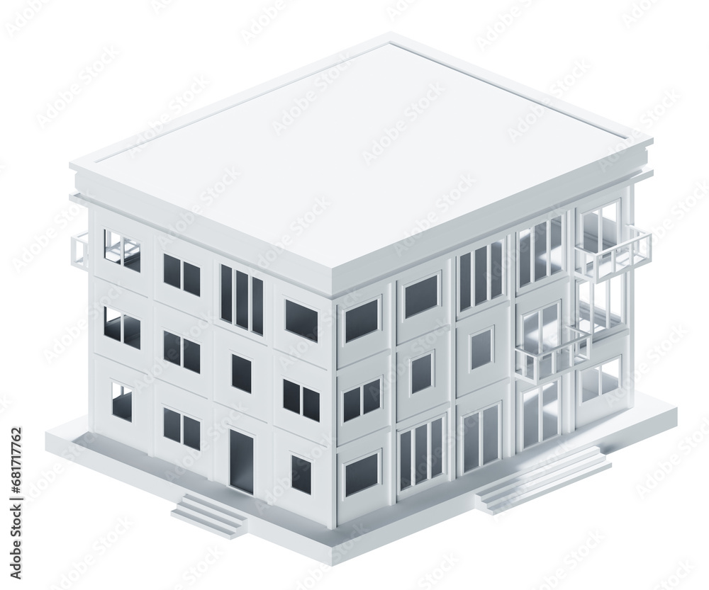 White building isometric. 3d rendering. White building isometric. 3d rendering.