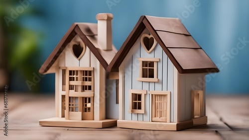 wooden toy house a house with a blue background home sweet home heart window