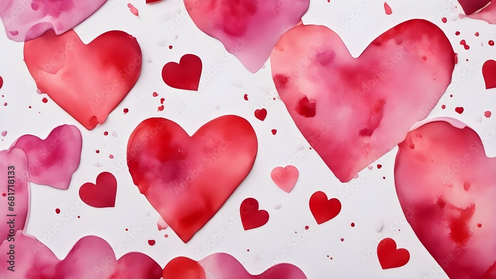 hearts on a white background A white background with hearts made of watercolor and acrylic paint. hearts on a white background A white background with hearts made of watercolor and acrylic paint.