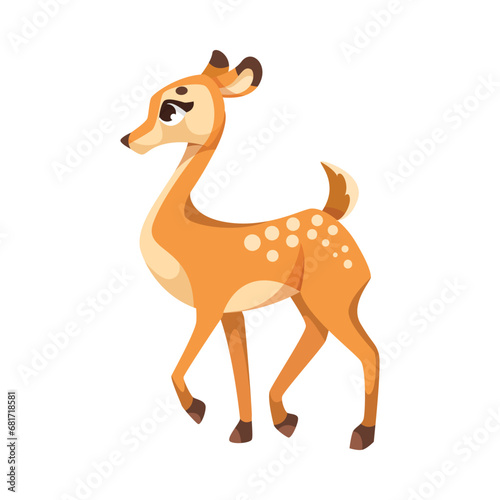 Cute Baby Deer with Spots as Adorable Hoofed Mammal Vector Illustration