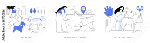 Pet care services isolated cartoon vector illustrations se