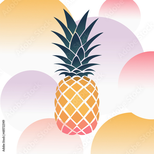 Vector gradient illustration, stylized pineapple on a bright abstract background.
