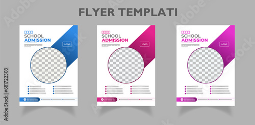 Modern and clean School/College/University Admission flyer set | Kids back to school education admission flyer poster template | Gradients | photo