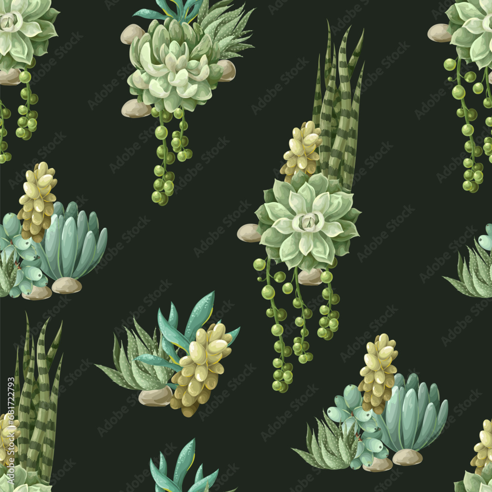 Seamless pattern with succulents and cactus. Vector. Seamless pattern with succulents and cactus. Vector.