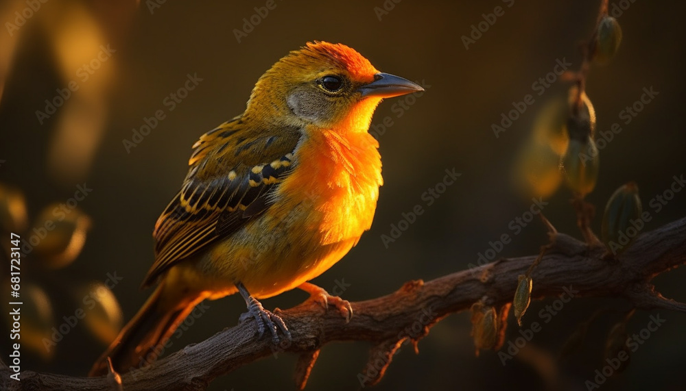 Colorful bee eater perched on branch, enjoying tranquil forest surroundings generated by AI
