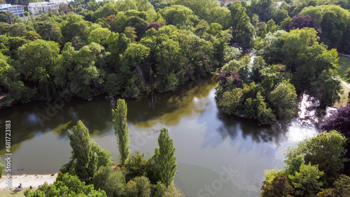 Amazing Drone point of view to auto road Park of Edmond de Rothschild. (stunning nature) .