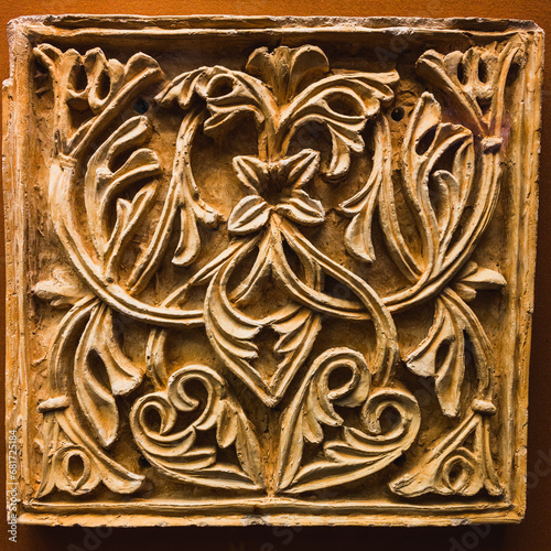 Antique Floral Stone Carving Detail