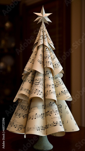 Paper Christmas tree. AI Generated