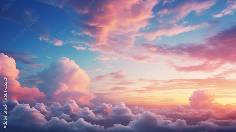 Astonishing wonderful art sky with colorful clouds