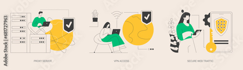 Internet security settings abstract concept vector illustrations.