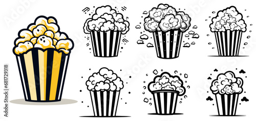 Vector cartoon style popcorn buckets