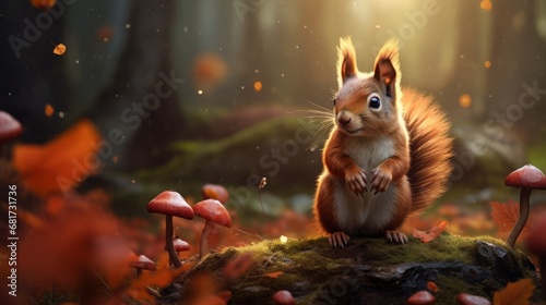 Squirrel in the autumn forest. © Yahor Shylau 