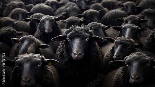 sheep group, black animal
