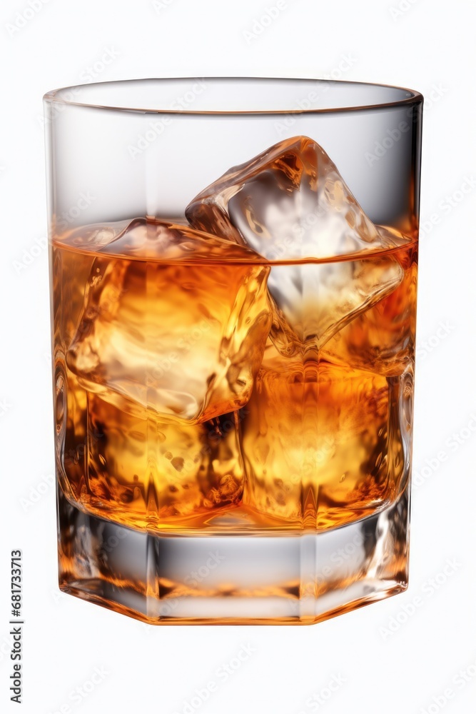 A glass filled with whiskey and ice cubes. Perfect for showcasing the elegance and sophistication of a classic drink. Ideal for use in advertisements, menus, or articles about whiskey or cocktails. A glass filled with whiskey and ice cubes. Perfect for showcasing the elegance and sophistication of a classic drink. Ideal for use in advertisements, menus, or articles about whiskey or cocktails.