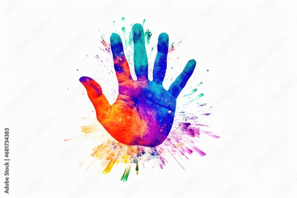 A hand covered in various vibrant paint splatters. This image captures the creativity and artistic process. Perfect for art-related projects and designs. A hand covered in various vibrant paint splatters. This image captures the creativity and artistic process. Perfect for art-related projects and designs.