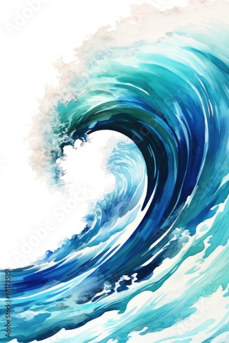 A captivating painting of a massive wave crashing in the ocean. This artwork beautifully depicts the strength and force of nature. Perfect for adding a touch of drama and energy to any space