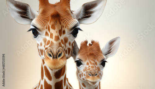 Cute giraffe looking at camera  nature beauty in Africa generated by AI