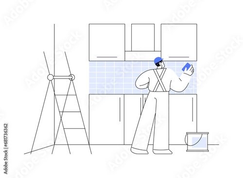 Backsplash installation abstract concept vector illustration.