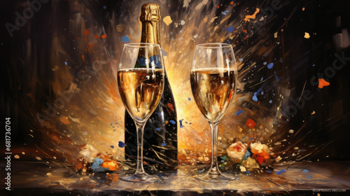 Celebration  champagne  New Year s cards  new year