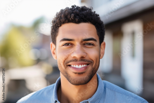 Man with beard smiles at camera. Suitable for various applications