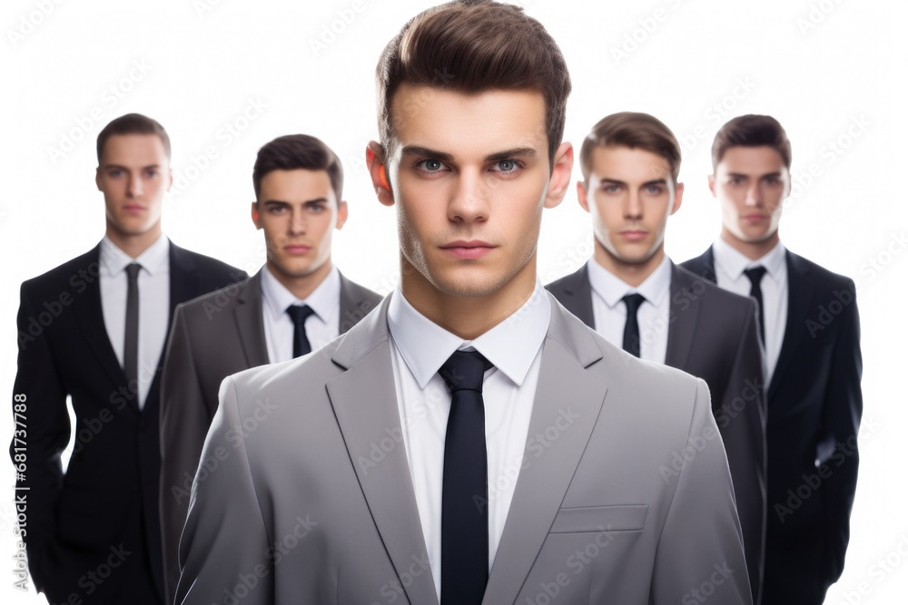 Group of young men dressed in formal suits and ties. Business professionals, colleagues, or team working together. It is suitable for corporate, professional, or teamwork-related projects Group of young men dressed in formal suits and ties. Business professionals, colleagues, or team working together. It is suitable for corporate, professional, or teamwork-related projects