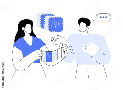 Choosing furniture material abstract concept vector illustration.