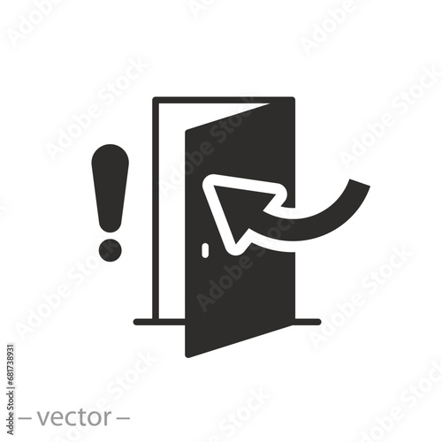 icon of keep door closed, flat symbol - vector illustration photo