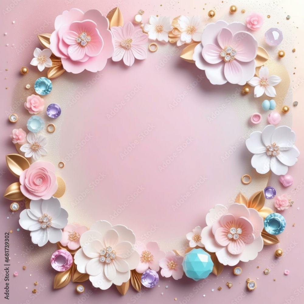 Cherry Blossom Frame: Pastel Background with Delicate Japanese Cherry Blossom Accents