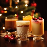 festive cocktails, including eggnog, mulled wine, and hot toddies for keeping warm on winters night.