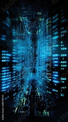 Software and Web Developer Programming Code digital background , Binary Abstract Computer Script, Program Developing blue neon light.
