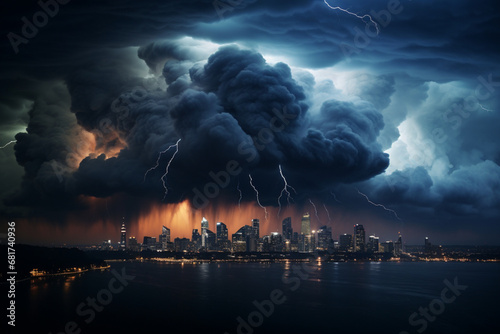 lightning over city