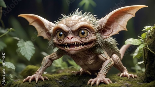 A gremlin is a tiny imaginary evil spirit that people say is the cause of a problem, especially in a machine, which they cannot explain properly or locate. 4K - 8K - 12K TV. Generative AI. photo