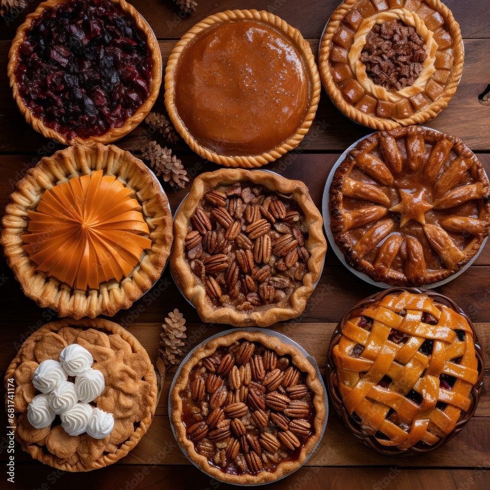 pies, including apple, pumpkin, and pecan, all with a festive Christmas twist