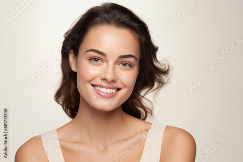 beautiful young woman model with healthy natural fresh Skin - skincare and rejuvenation concept