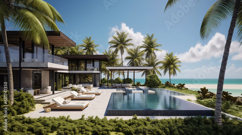 Beautiful pool villa penthouse home apartment with sunning ocean open view beautiful home interior design creative ideas concep © Business Pics