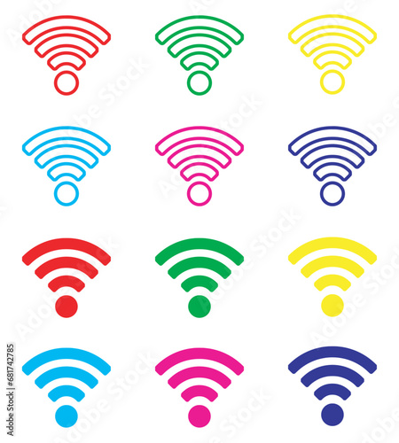 Wi Fi icon vector. Wireless icon sign symbol in trendy flat style. Set elements in colored icons. Wifi vector icon illustration isolated on white background
