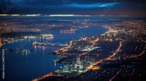 Fototapeta Naklejka Na Ścianę i Meble -  The reflection of the city lights on the River