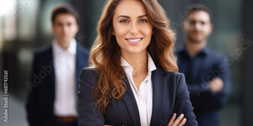Businesswoman and a row of ...
