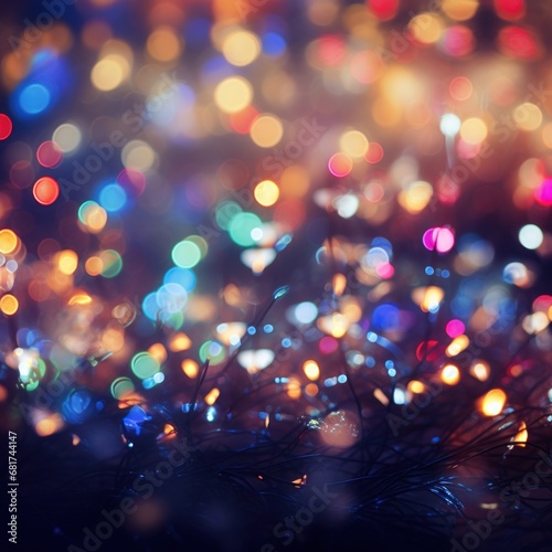 A bokeh effect photo of colorful Christmas lights