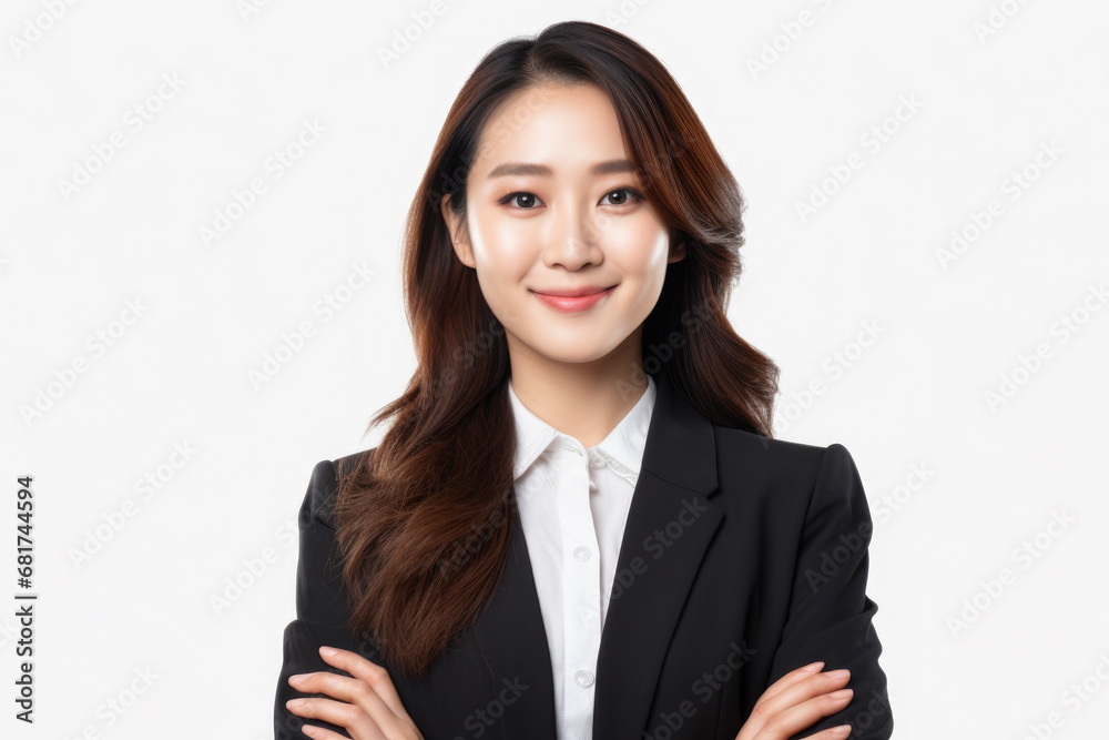 Professional businesswoman in stylish suit posing for picture. Success, confidence, and professionalism Professional businesswoman in stylish suit posing for picture. Success, confidence, and professionalism