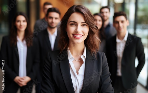 Businesswoman and a row of ...