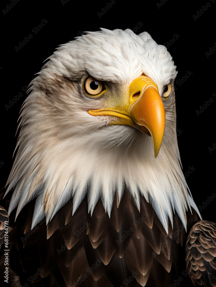 Obraz premium Bald Eagle Studio Shot Isolated on Clear Black Background, Generative AI