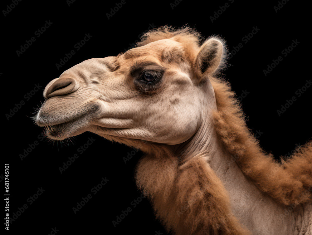 Obraz premium Camel Studio Shot Isolated on Clear Black Background, Generative AI