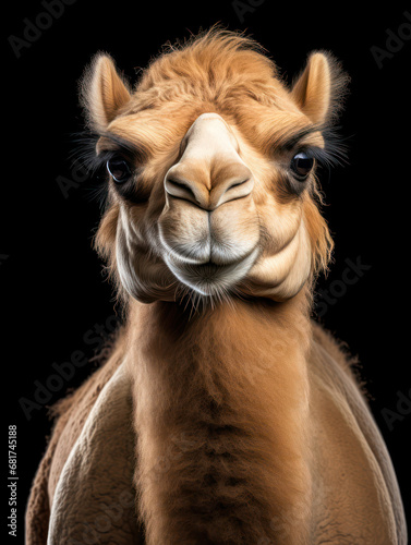 Camel Studio Shot Isolated on Clear Black Background  Generative AI