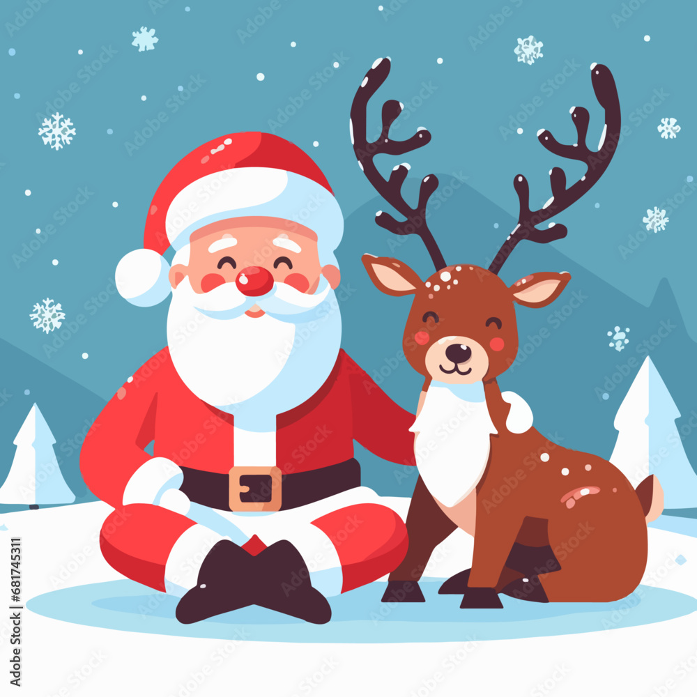 flat vector illustration of santa claus sitting with reindeer
flat vector illustration of santa claus sitting with reindeer