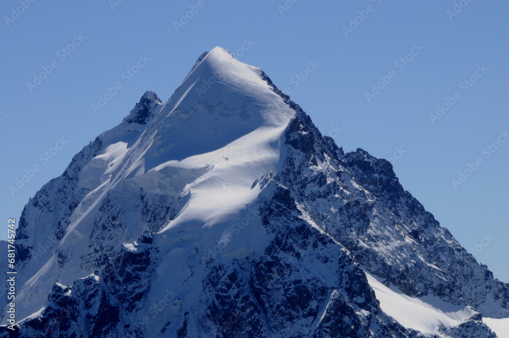 Swiss alps: The peaks of the Bernina and Piz Palü mountains in the upper Engadin, Graubünden