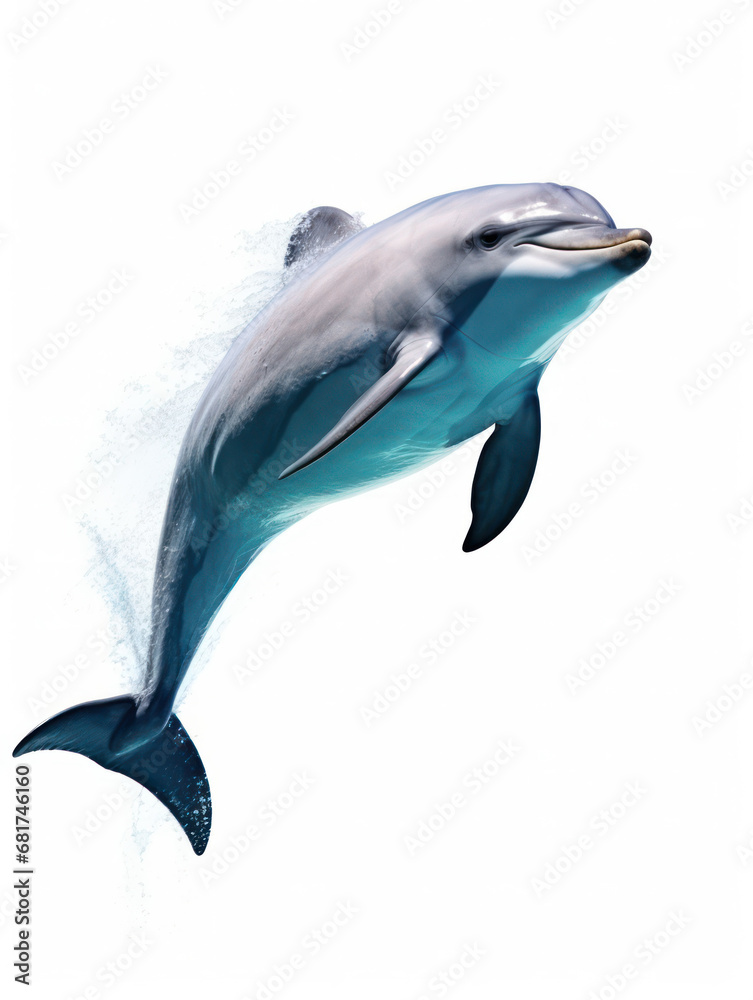 Fototapeta premium Dolphin Studio Shot Isolated on Clear White Background, Generative AI