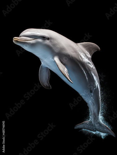 Dolphin Studio Shot Isolated on Clear Black Background, Generative AI